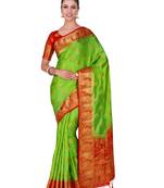 Green Woven Art Silk Saree With Blouse