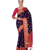 Blue Woven Art Silk Saree With Blouse