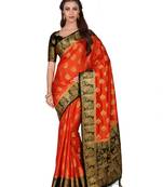 Orange Woven Art Silk Saree With Blouse