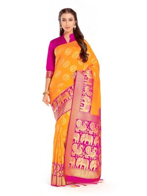 Gold Woven Art Silk Saree With Blouse 1