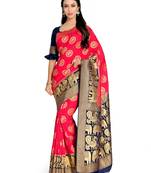 Pink Woven Art Silk Saree With Blouse