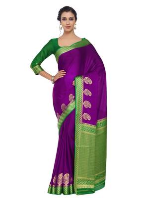 Purple Woven Crepe Saree With Blouse 1