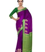 Purple Woven Crepe Saree With Blouse