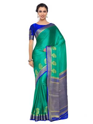 Green Woven Crepe Saree With Blouse 1