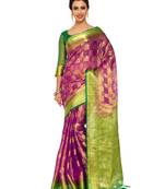 Purple Woven Organza Saree With Blouse