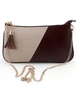 PU Leather Made Brown Color Detachable  Sling Bag For Women's & Girls