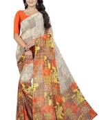 Multicolor printed georgette saree with blouse