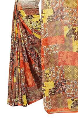 Multicolor printed georgette saree with blouse 2