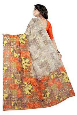 Multicolor printed georgette saree with blouse 4