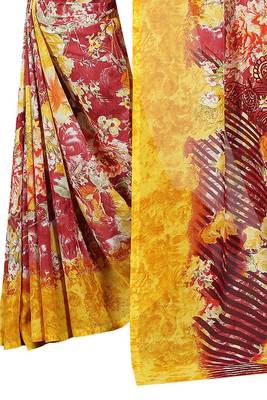 Multicolor printed georgette saree with blouse 2