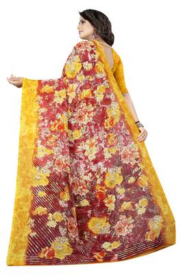 Multicolor printed georgette saree with blouse 4