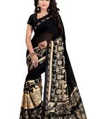 Black printed georgette saree with blouse