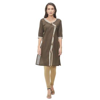 Brown plain cotton ethnic-kurtis 1