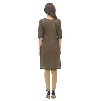 Brown plain cotton ethnic-kurtis 2