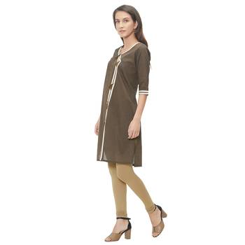 Brown plain cotton ethnic-kurtis 3