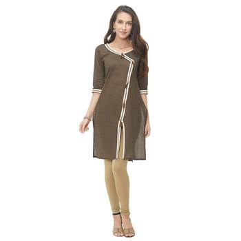 Brown plain cotton ethnic-kurtis 5