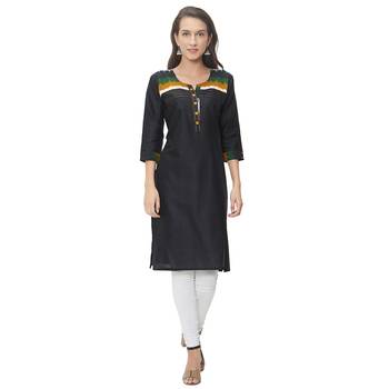 Black plain cotton ethnic-kurtis 1