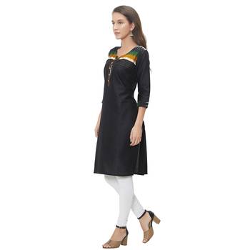 Black plain cotton ethnic-kurtis 3