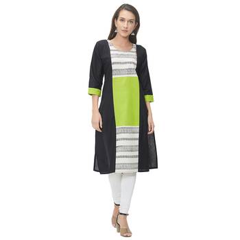 Black plain cotton ethnic-kurtis 1