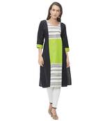 Black plain cotton ethnic-kurtis