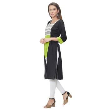 Black plain cotton ethnic-kurtis 3
