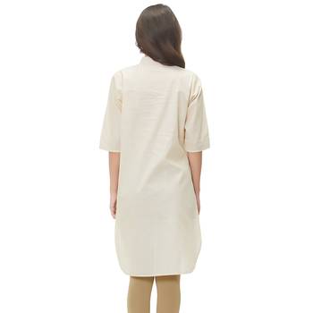 Beige plain cotton ethnic-kurtis 2