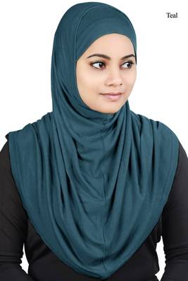 MyBatua Teal Two Piece Al-Amira Viscose Jersey Hijab 1