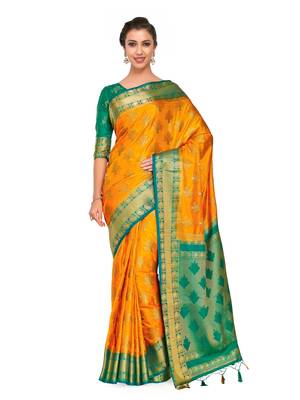 Gold Woven Art Silk Saree With Blouse 1