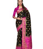 Black Woven Art Silk Saree With Blouse