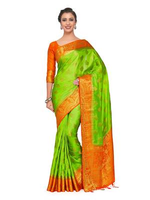 Green Woven Art Silk Saree With Blouse 1