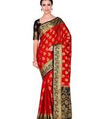 Red Woven Art Silk Saree With Blouse