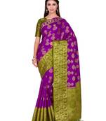 Purple Woven Art Silk Saree With Blouse