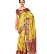 Yellow Woven Art Silk Saree With Blouse