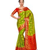 Green Woven Art Silk Saree With Blouse