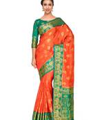 Orange Woven Art Silk Saree With Blouse