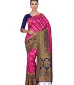 Pink Woven Art Silk Saree With Blouse