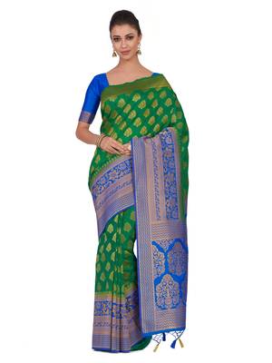 Green Woven Art Silk Saree With Blouse 1