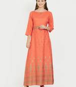 Orange printed viscose rayon kurti