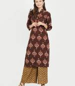 Brown printed viscose rayon kurti