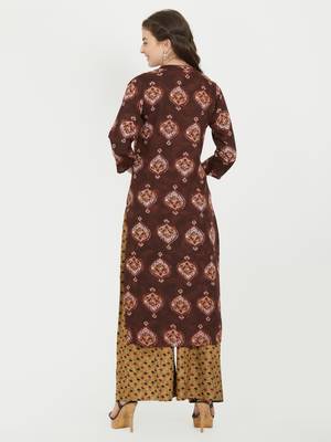 Brown printed viscose rayon kurti 2