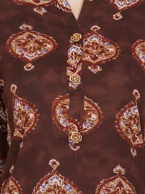 Brown printed viscose rayon kurti 4