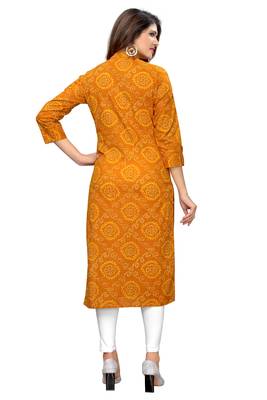 Yellow embroidered cotton kurtis 2