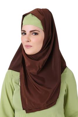 MyBatua Ghusoon Brown Crepe Hijab 1