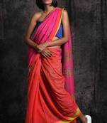 Bi Color Pure Cotton Saree With Woven Pallu
