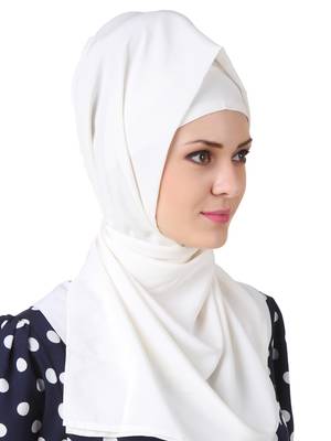 MyBatua Sairah White Crepe Hijab 1