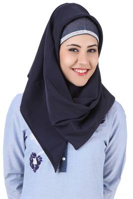 MyBatua Mahek Navy Blue Kashibo Hijab 1