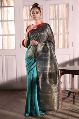 Blue Cotton Silk Saree With Lurex 1