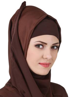 MyBatua Layan Crepe Brown Hijab 1