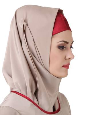 MyBatua Ujala Crepe Warm Grey Hijab 1