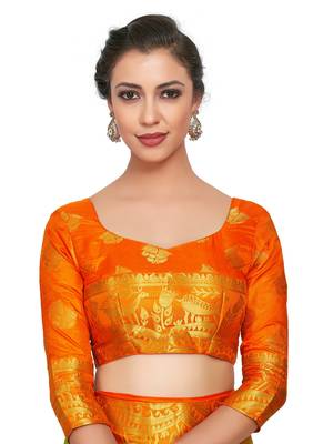 Green Woven Art Silk Saree With Blouse 6